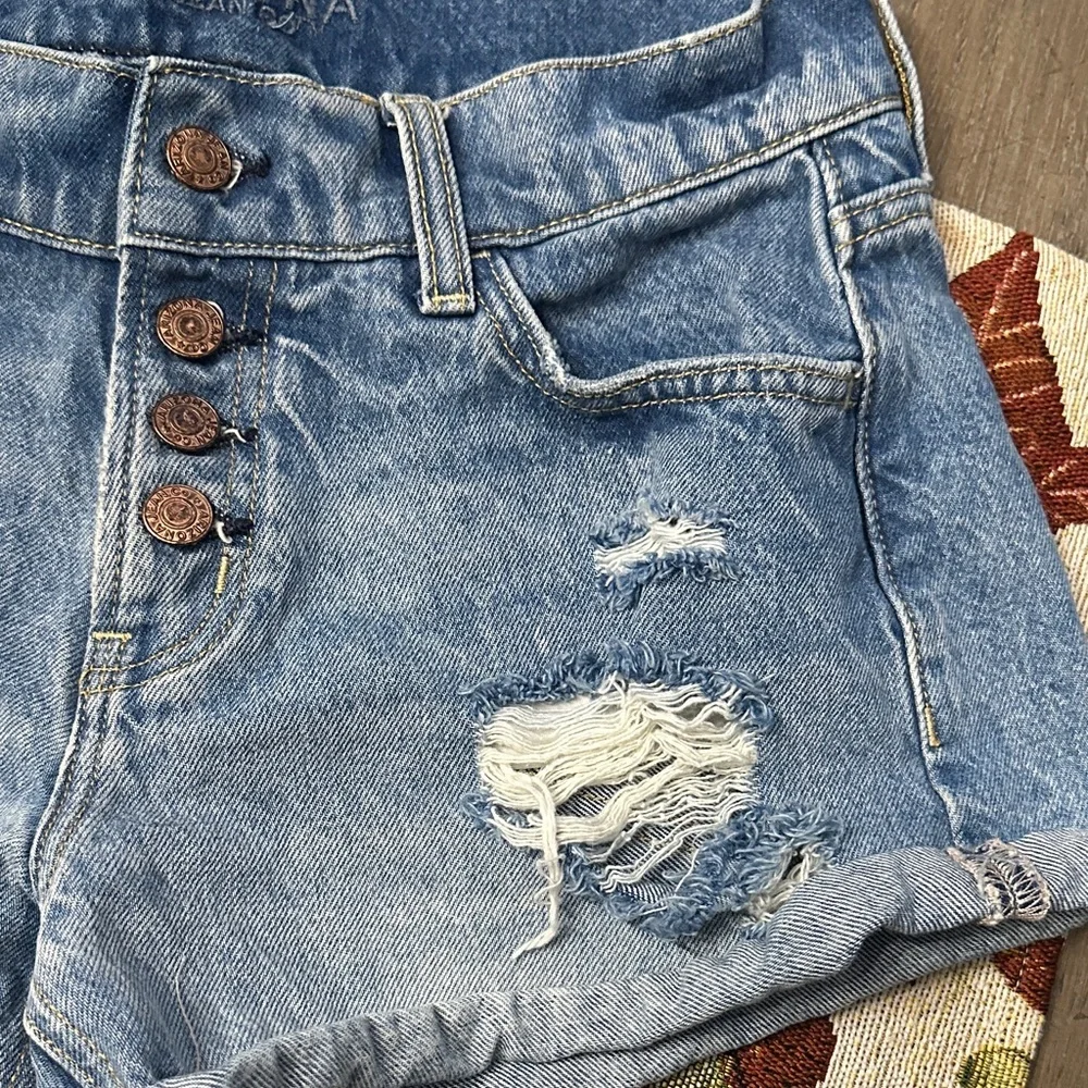 Arizona Jean Co Distressed Low Rise Baggy Denim Shorts Size 5 Button Fly